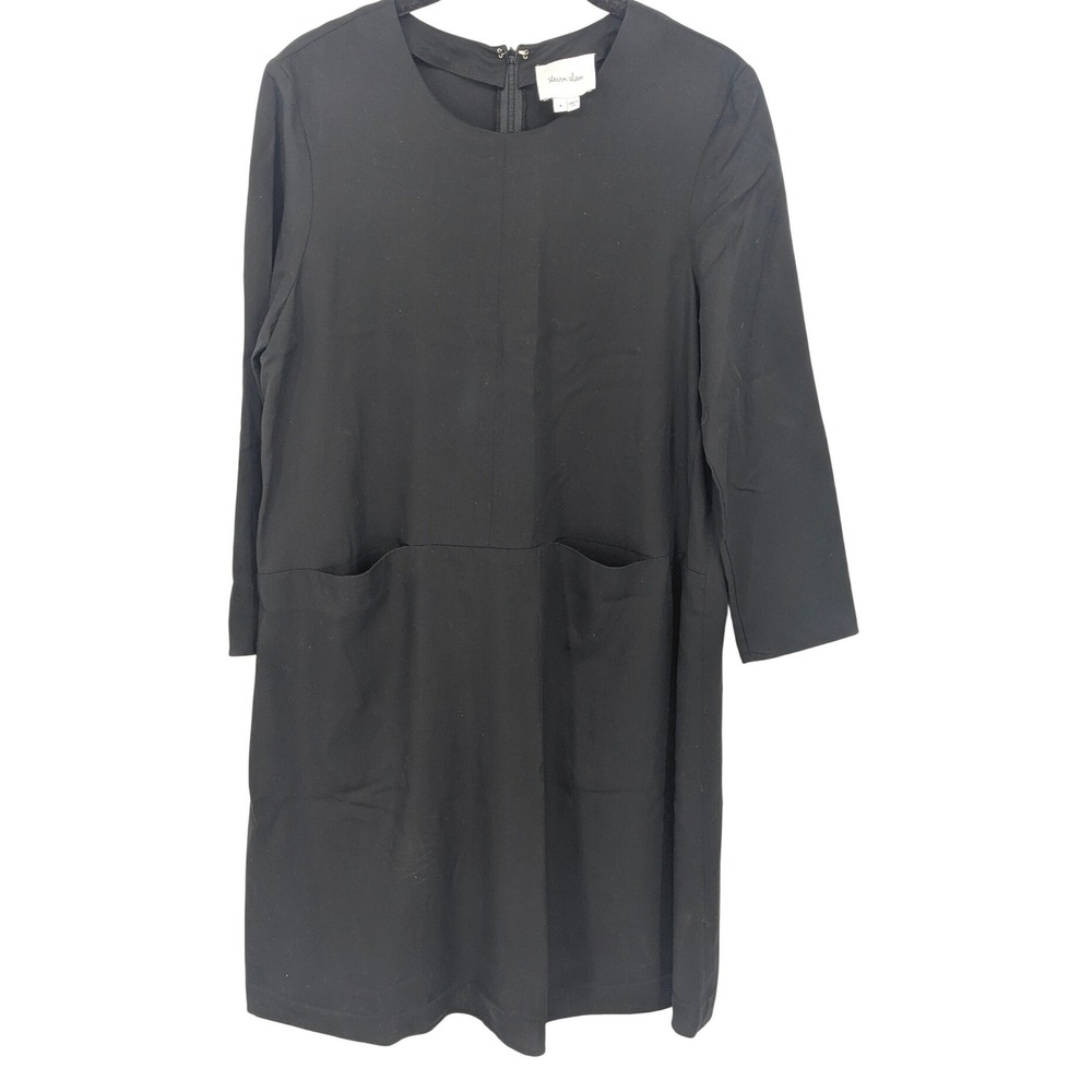 Steven Alan Long Sleeve Dress‎ Womens 4 Black Pockets Made in USA Minimalist